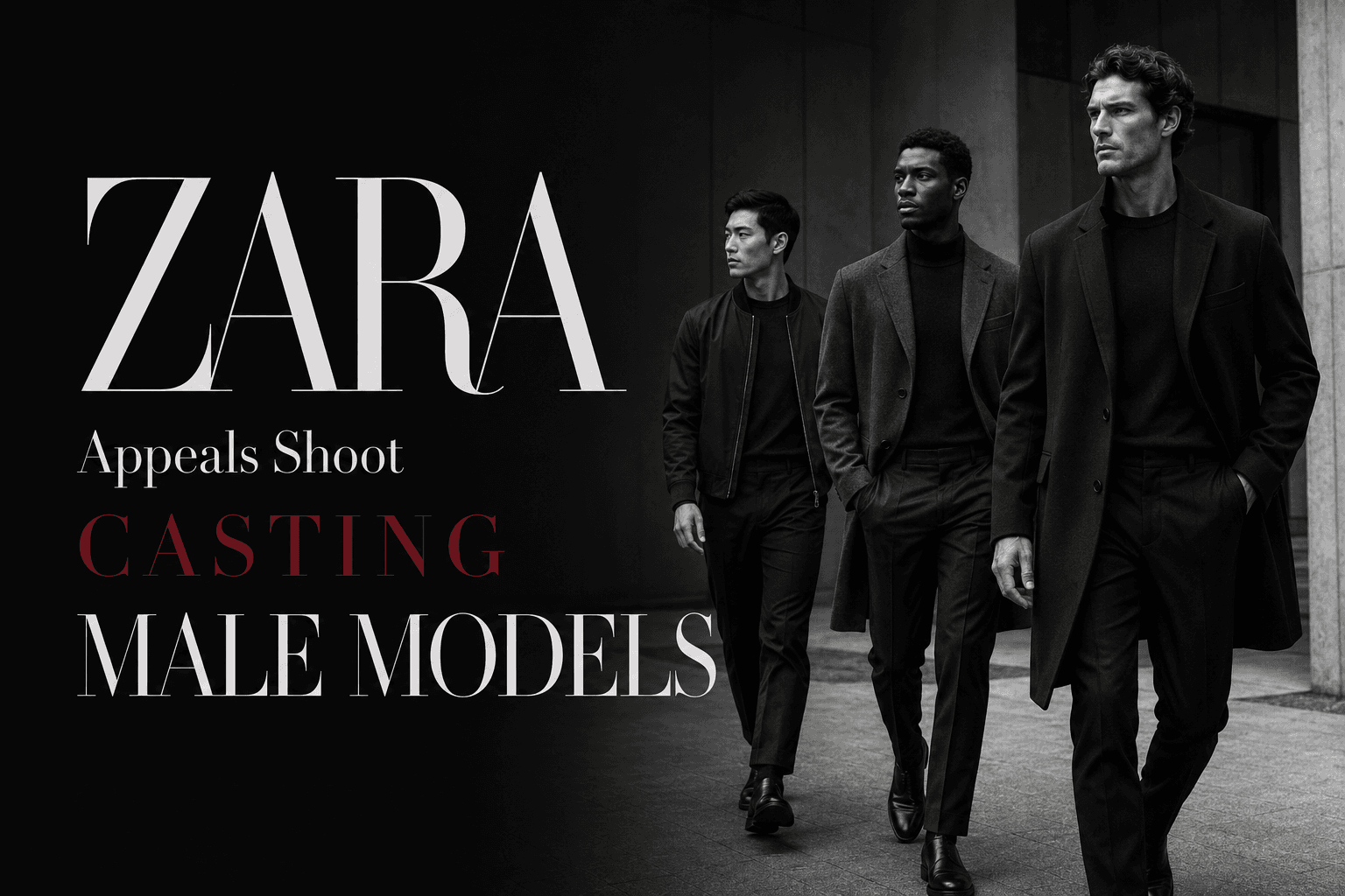 ZARA Appeals Shoot Casting Male Models