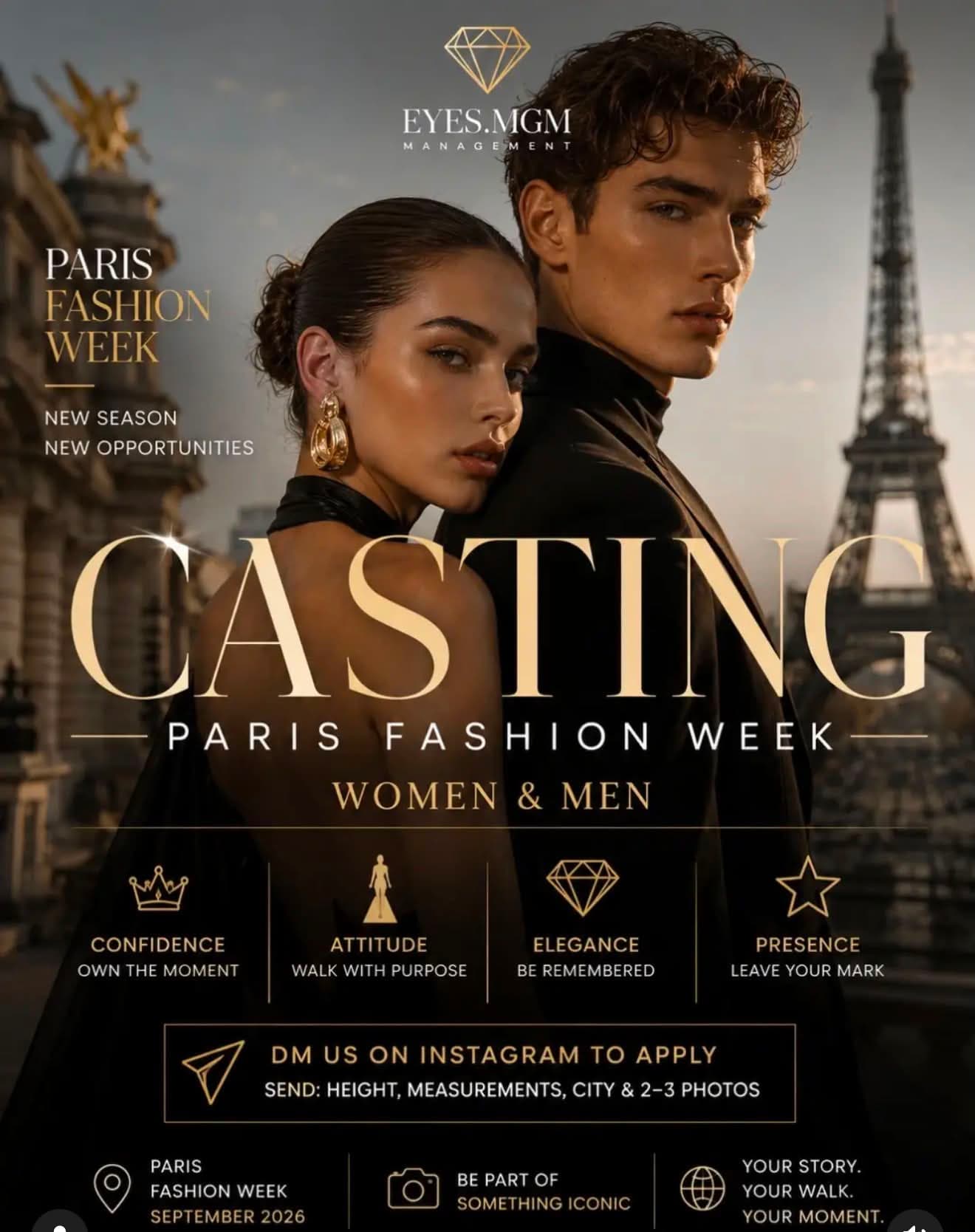PARIS FASHION WEEK — CASTING OPEN